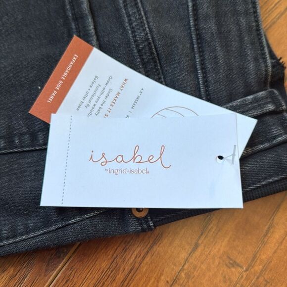 NWT Isabel by Ingrid + Isabel Maternity 14 Midi Black Jean Shorts Short Midi - Picture 9 of 11